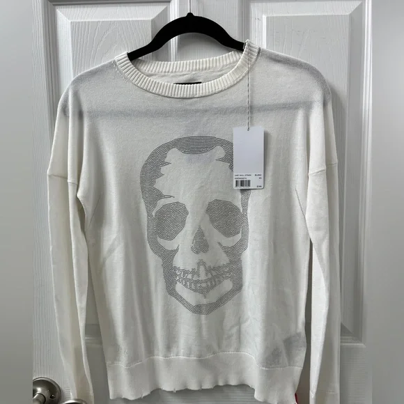 Nwt! ZADIG & VOLTAIRE GABY SKULL LONG SLEEVE TOP - Picture 1 of 6